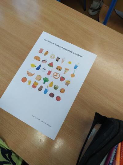 Karta pracy - zdrowe i niezdrowe produkty żywieniowe.